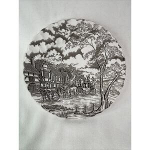 Vtg Royal Mail Fine Staffordshire Ironstone Horse Carriage Dinner Plate England